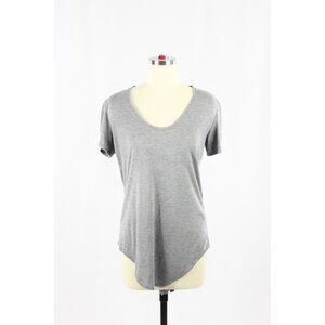 HELMUT HELMUT LANG Grey Modal Jersey Scoop Neck Scoop Hem T-Shirt, Size S